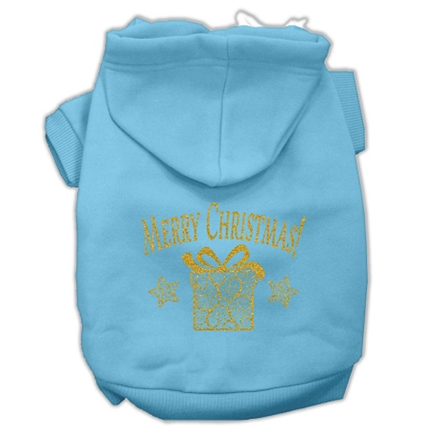 Golden Christmas Present Pet Hoodies - Baby Blue