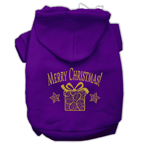 Golden Christmas Present Pet Hoodies - Purple