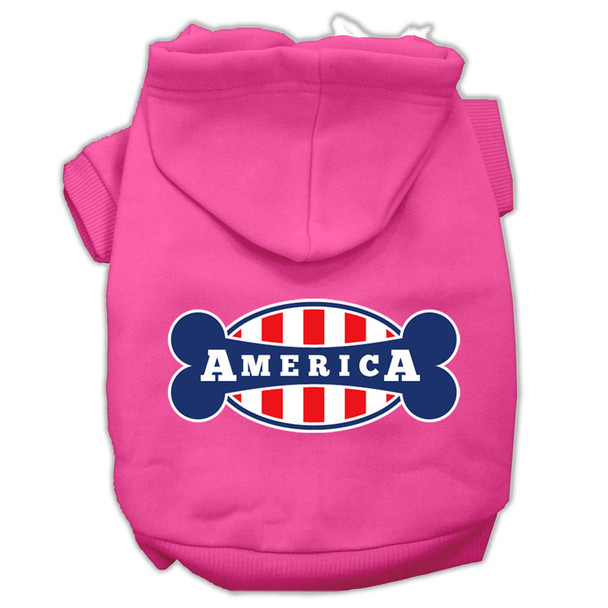 Bonely In America Screen Print Pet Hoodies - Bright Pink