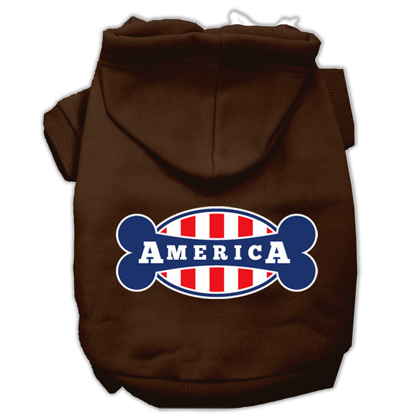 Bonely In America Screen Print Pet Hoodies - Brown