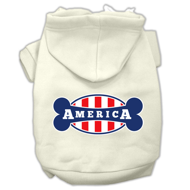 Bonely In America Screen Print Pet Hoodies - Cream