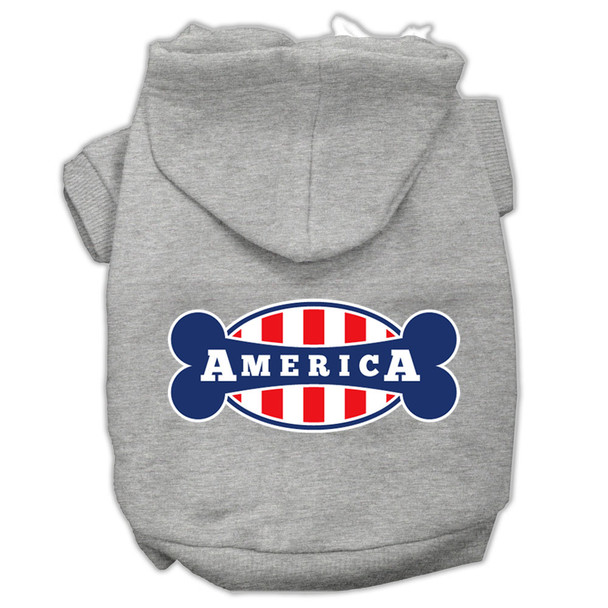 Bonely In America Screen Print Pet Hoodies - Grey