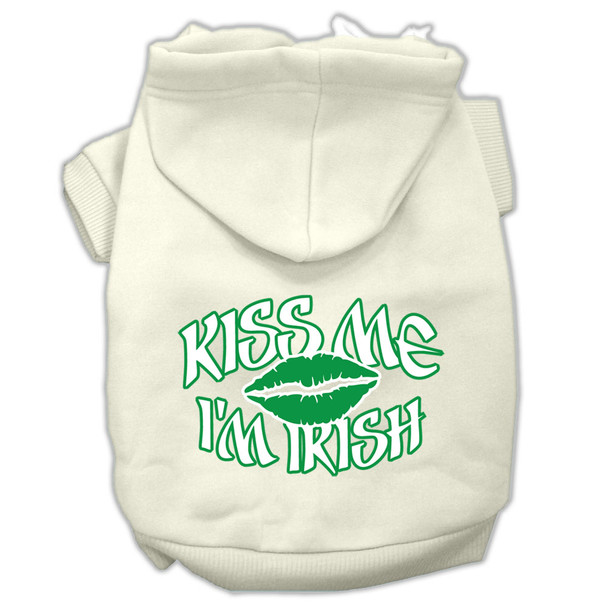 Kiss Me I'm Irish Screen Print Pet Hoodies - Cream