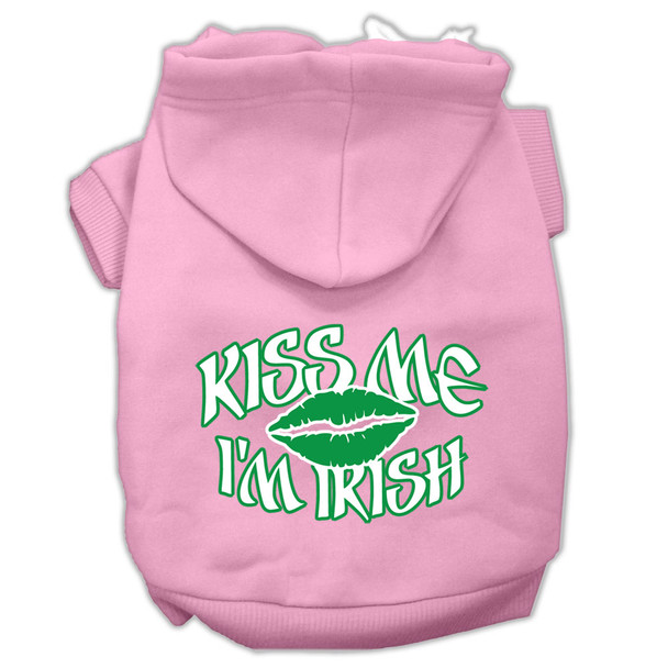 Kiss Me I'm Irish Screen Print Pet Hoodies - Light Pink