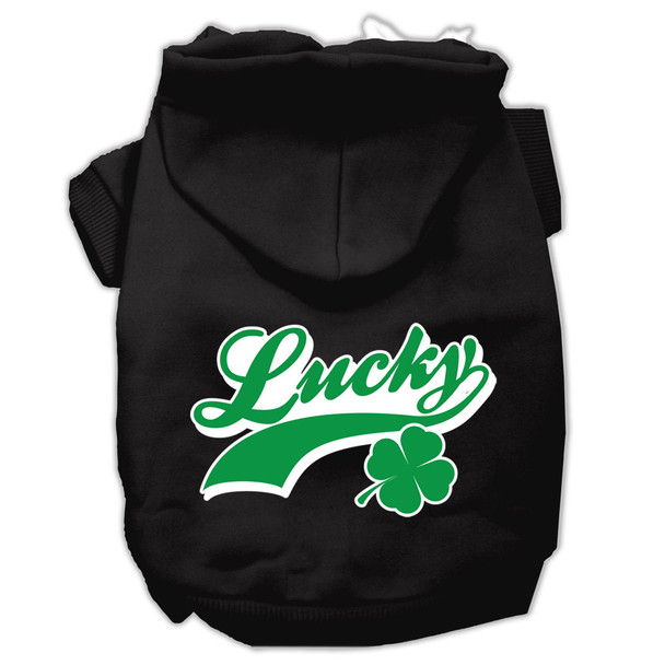 Lucky Swoosh Screen Print Pet Hoodies - Black