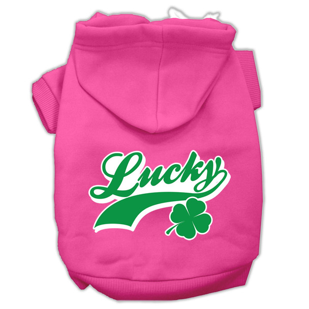 Lucky Swoosh Screen Print Pet Hoodies - Bright Pink