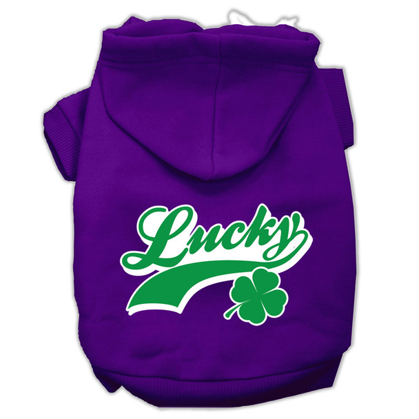 Lucky Swoosh Screen Print Pet Hoodies - Purple