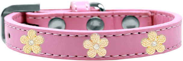 Gold Flower Widget Dog Collar - Light Pink