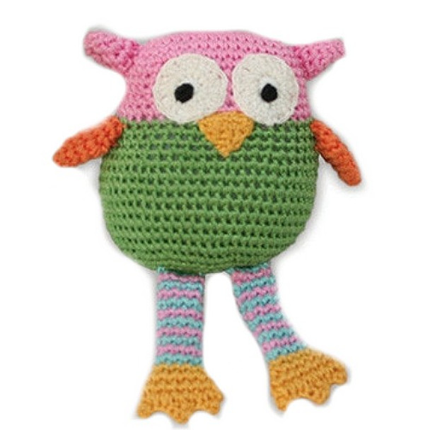 Knit Knacks Wise Guy Owl Organic Cotton Small Dog Toy