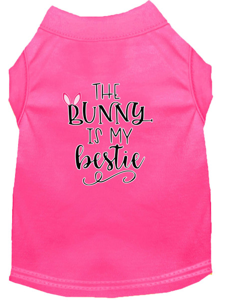 Bunny Is My Bestie Screen Print Dog Shirt - Bright Pink