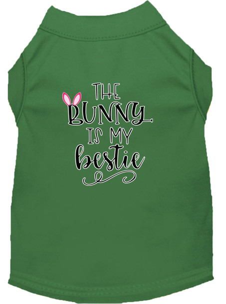 Bunny Is My Bestie Screen Print Dog Shirt - Green