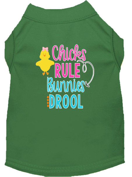 Chicks Rule Screen Print Dog Shirt - Green