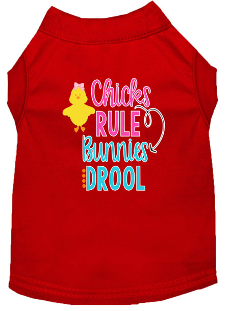 Chicks Rule Screen Print Dog Shirt - Red