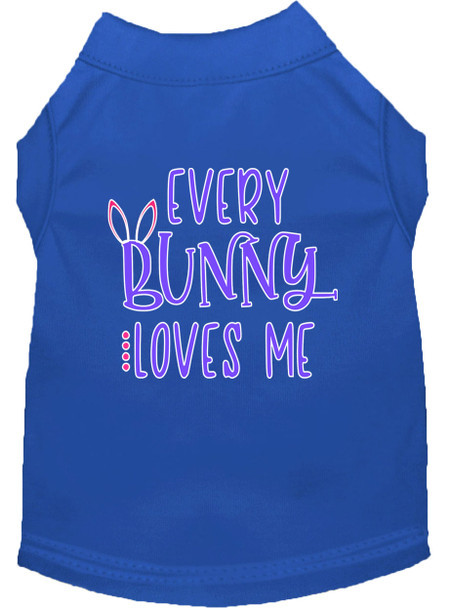 Every Bunny Loves Me Screen Print Dog Shirt - Blue