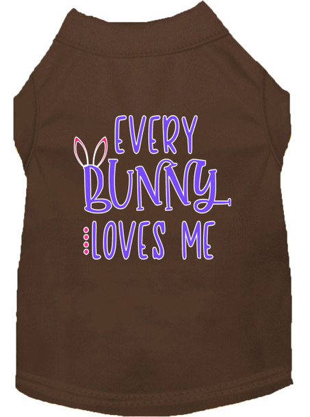 Every Bunny Loves Me Screen Print Dog Shirt - Brown
