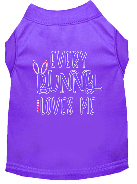 Every Bunny Loves Me Screen Print Dog Shirt - Purple