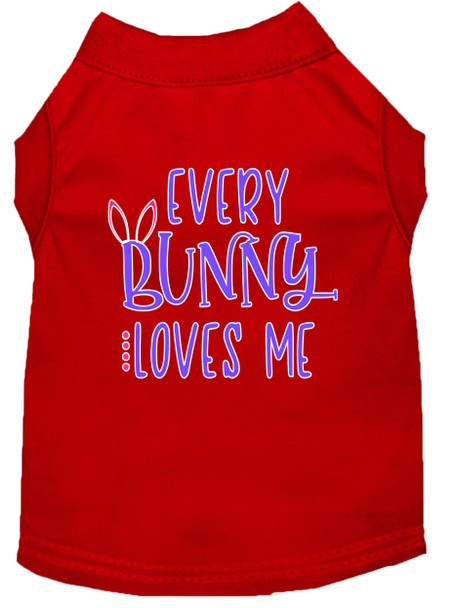 Every Bunny Loves Me Screen Print Dog Shirt - Red