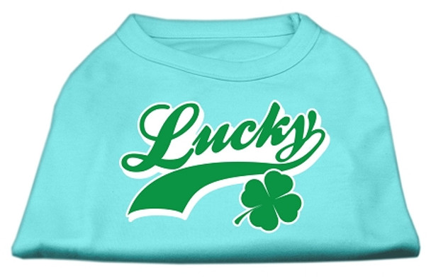 Lucky Swoosh Screen Print Dog Shirt - Aqua