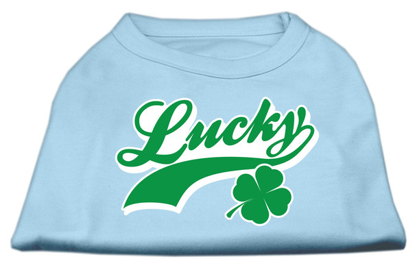 Lucky Swoosh Screen Print Dog Shirt - Baby Blue