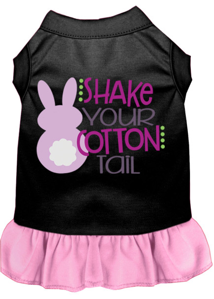 Shake Your Cotton Tail Screen Print Dog Dress - Black With Light Pink