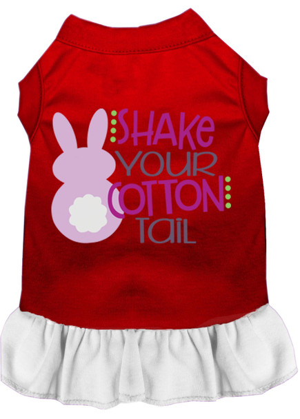 Shake Your Cotton Tail Screen Print Dog Dress - Red With White