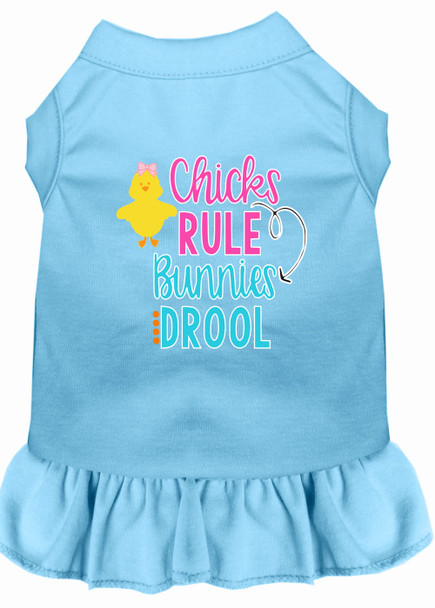 Chicks Rule Screen Print Dog Dress - Baby Blue