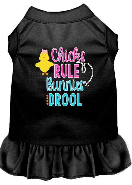 Chicks Rule Screen Print Dog Dress - Black