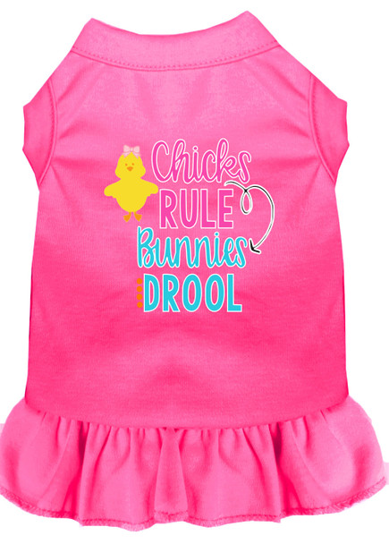 Chicks Rule Screen Print Dog Dress - Bright Pink