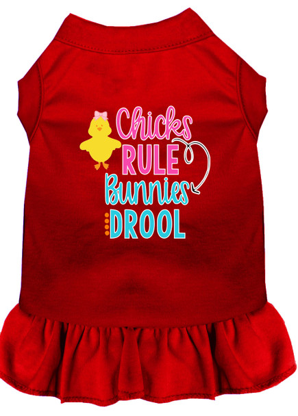 Chicks Rule Screen Print Dog Dress - Red