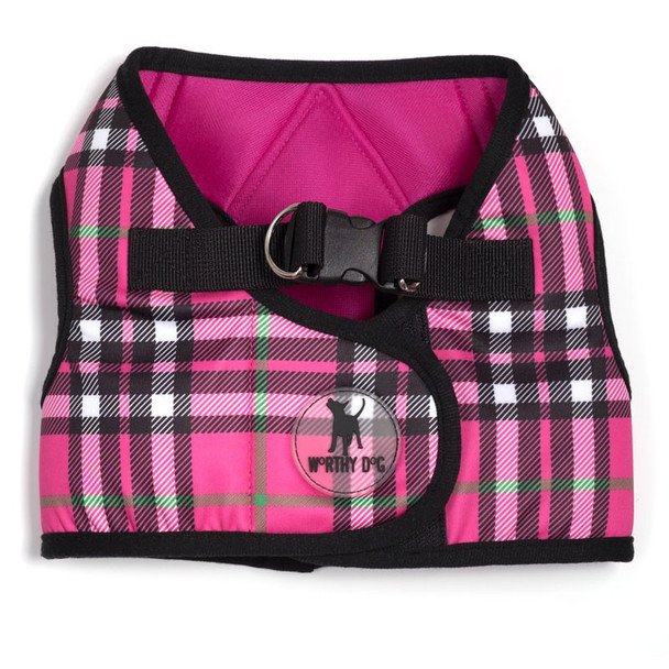 Worthy Dog Step-in Sidekick Dog Harness - Hot Pink Plaid