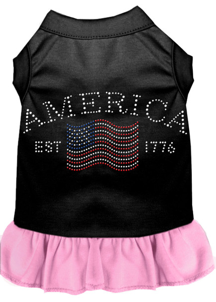 Classic America Rhinestone Dress - Black With Light Pink