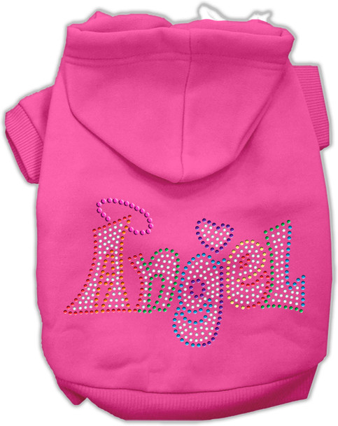 Technicolor Angel Rhinestone Pet Hoodie - Bright Pink