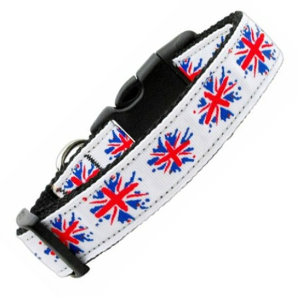 Graffiti Union Jack(uk Flag) Nylon Ribbon Dog Collar