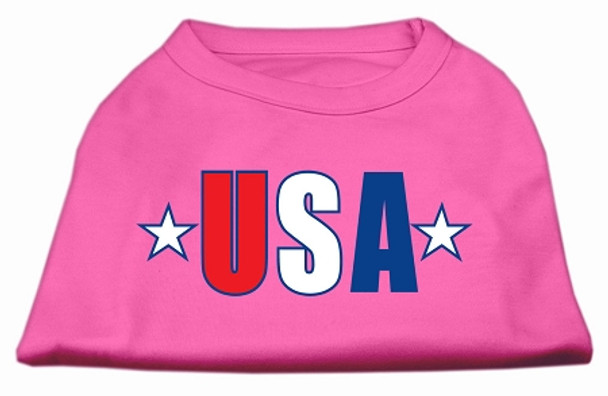 Usa Star Screen Print Shirt - Bright Pink