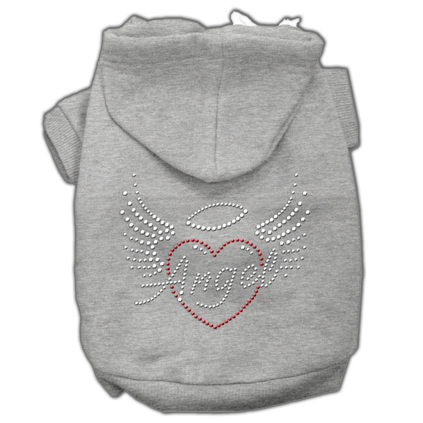 Angel Heart Rhinestone Hoodies - Grey