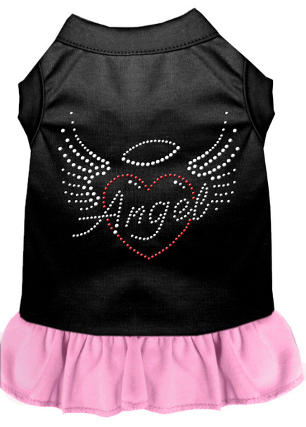 Angel Heart Rhinestone Dress - Black With Light Pink