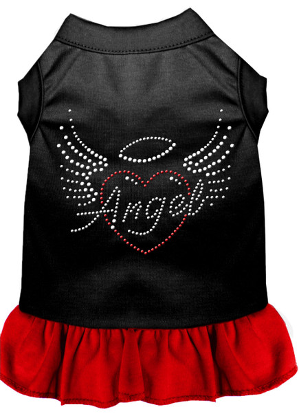 Angel Heart Rhinestone Dress - Black With Red