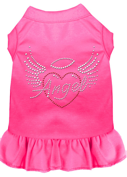 Angel Heart Rhinestone Dress - Bright Pink