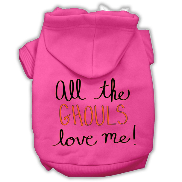 All The Ghouls Screenprint Dog Hoodie - Bright Pink