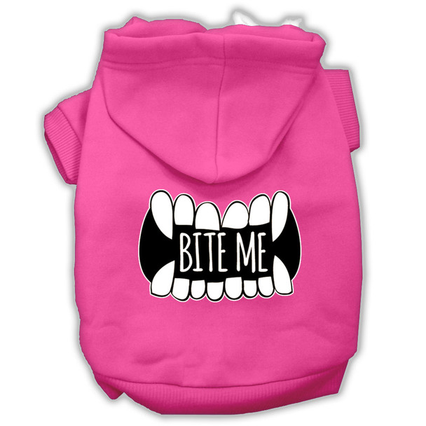 Bite Me Screenprint Dog Hoodie - Bright Pink