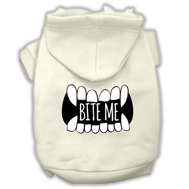 Bite Me Screenprint Dog Hoodie - Cream