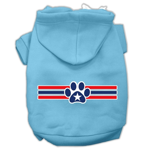 Patriotic Star Paw Screen Print Pet Hoodies - Baby Blue