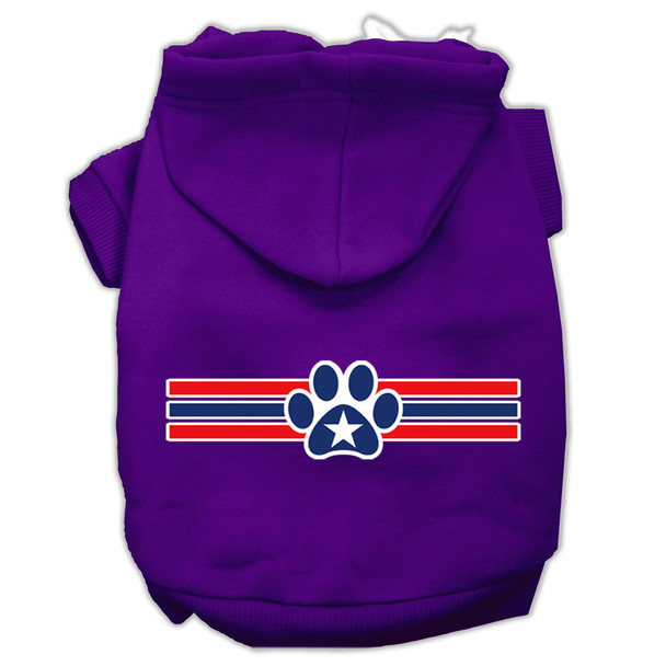 Patriotic Star Paw Screen Print Pet Hoodies - Purple