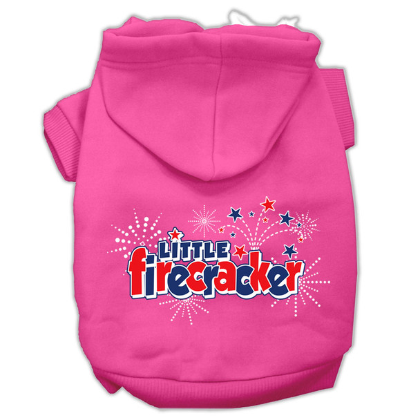 Little Firecracker Screen Print Pet Hoodies - Bright Pink