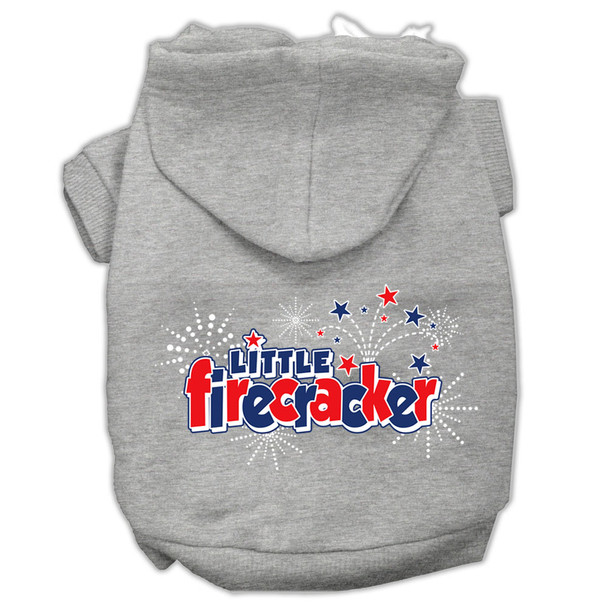 Little Firecracker Screen Print Pet Hoodies - Grey