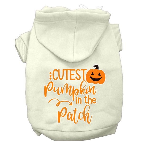 Cutest Pumpkin In The Patch Screen Print Dog Hoodie - Cream