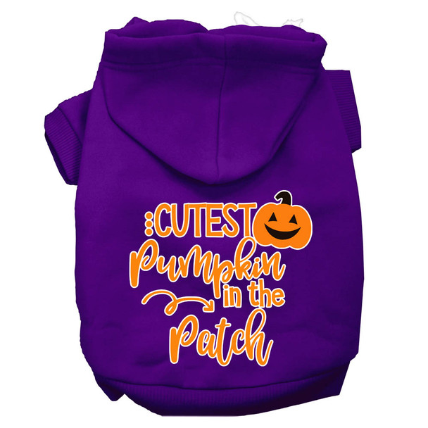 Cutest Pumpkin In The Patch Screen Print Dog Hoodie - Purple