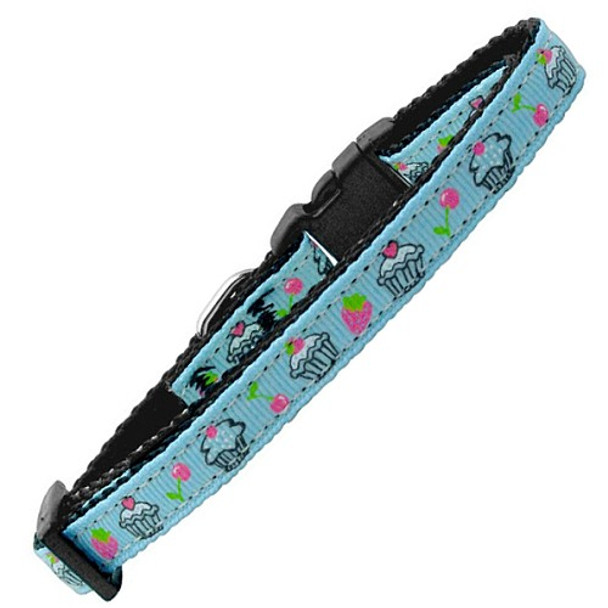 Cupcakes Nylon Ribbon Dog & Cat Collar - Baby Blue image