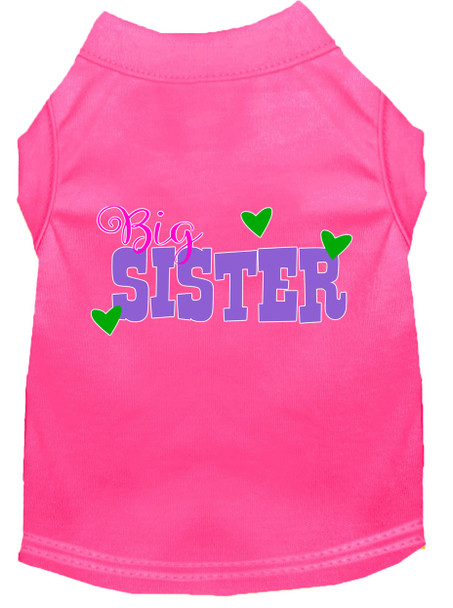 Big Sister Screen Print Dog Shirt - Bright Pink