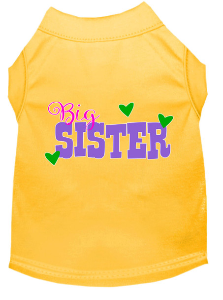 Big Sister Screen Print Dog Shirt - Yellow